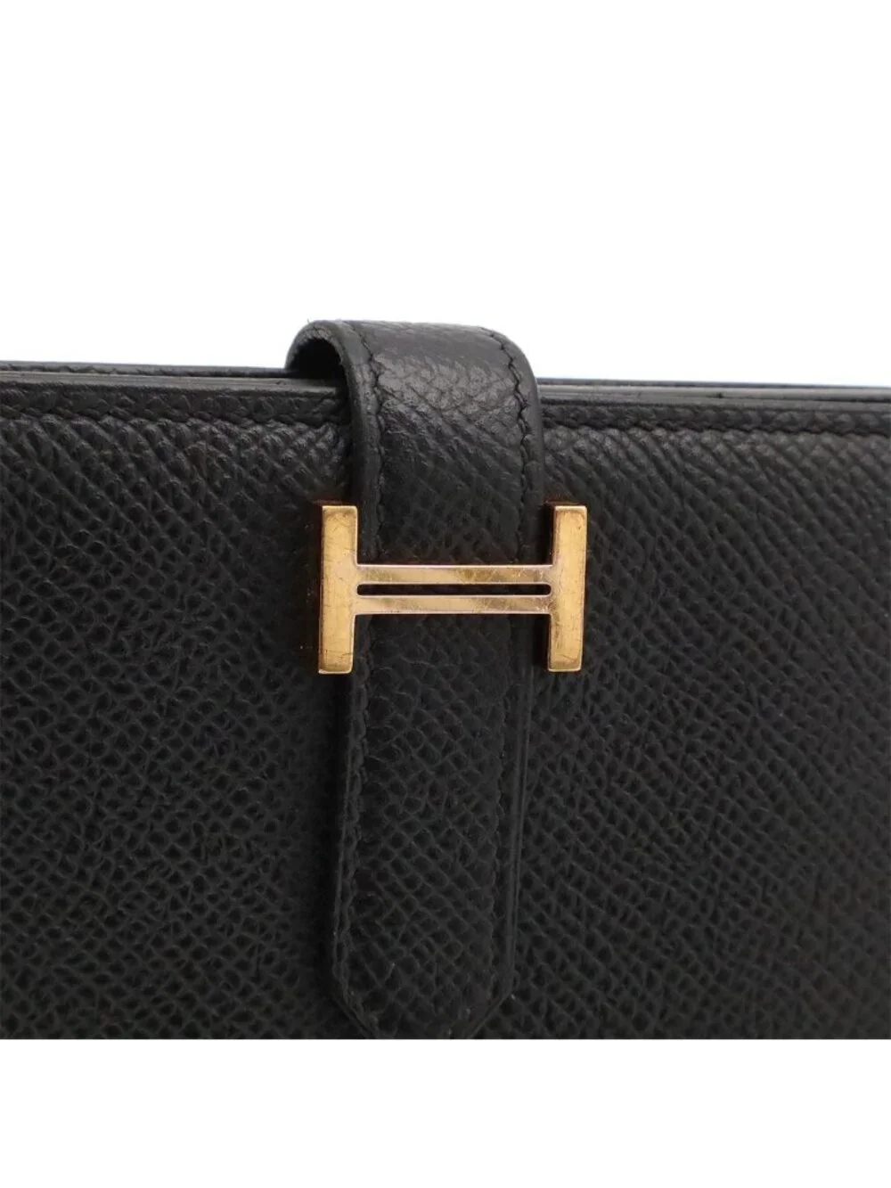 Hermes Bearn Soufflet Wallet Bifold Veau Epsom Black Gold